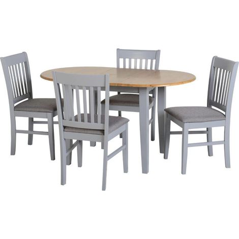 Oxford Extending Dining Set Grey and Natural Oak with Grey Fabric (1/5)