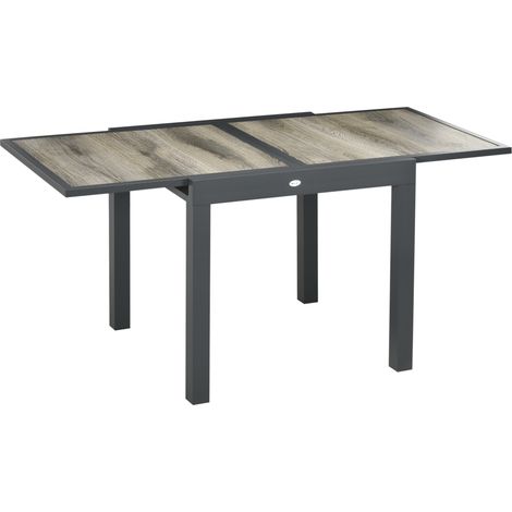 Table de jardin extensible rectangulaire 80/160 x 80 x 75 cm en aluminium beige, pour 6 personnes, plateau facile à nettoyer, pour terrasse, CHICFURN (1/5)