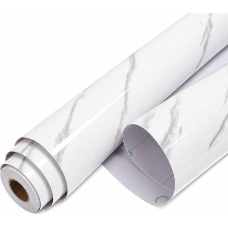 Revêtement de Sol Adhésif Étanche Effet Marbre Blanc 60 cm 5 m (1/5)