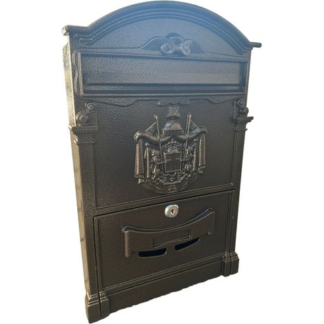 CASSETTA POSTALE VILLA ITALIA IN ALLUMINIO COLOR BRONZO ANTIC. L26xP9xH42 cm