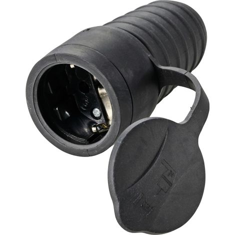 Sygonix SY-5806882 Schutzkontaktkupplung Gummi 250 V/AC Schwarz IP44 (1/5)