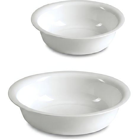 Set 2 Catino Piccolo Bacinella Rotonda in Plastica Bianca 26+32cm Bucato a Mano Secchio Recipiente Ammollo per Capi Delicati e Pulizie Domestiche Made in Italy Multiuso Resistente e Salvaspazio