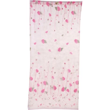 Rideau En Tulle Rose - Motif Feuilles - Polyester Durable - Pour Chambre Et Salle De Bain - 1 Pièce (1/5)