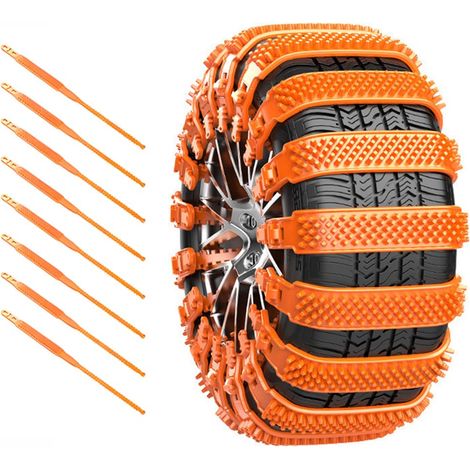 Schneeketten für Toyota Prius+ (2011–2021), wiederverwendbar, passend für Reifengrößen von 165–275 mm, 8 Stück, orange