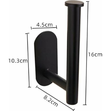 Portarotolo di carta igienica da parete in acciaio inox nero, autoadesivo, non richiede foratura, per cucina e bagno, confezione da 2 pezzi (1/5)