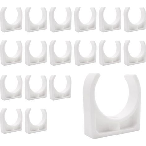 Kunststoff-Rohrclips, 18-teilige U-förmige Halterung für PPR-Rohre, für Sanitär- und Rohrleitungen, Schrauben nicht im Lieferumfang enthalten (Innendurchmesser 40 mm)