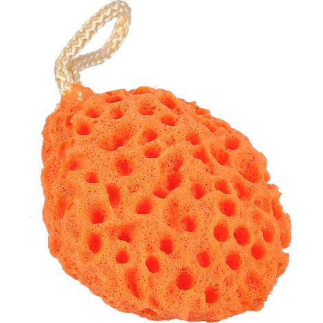 Éponge de bain douce 4 couleurs, gant de toilette spa, nettoyant exfoliant corps, boule de douche lavable (Orange) (1/5)