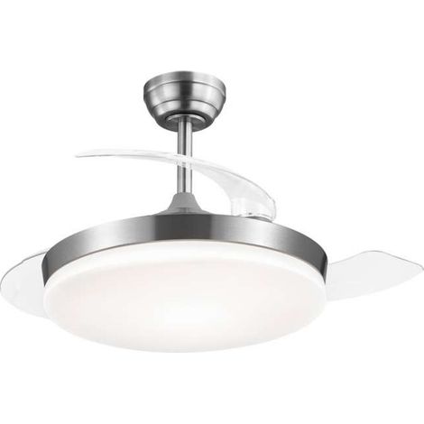Ventilador a techo modelo Mini Malta, 3 palas acabado niquel satinado, 37cm(alto) 40cm(ancho) 40cm(fondo) . (1/5)