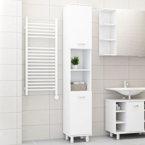 Meuble de salle de bain Armoire de salle de bain Blanc 30x30x179 cm Aggloméré (1/4)