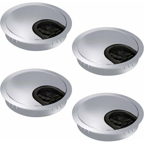 4 Pack 60mm Cable Grommets - Cable Grommet - Desk Trunking with Brush Seal for Desk/Desk/Worktops - Metal (1/5)