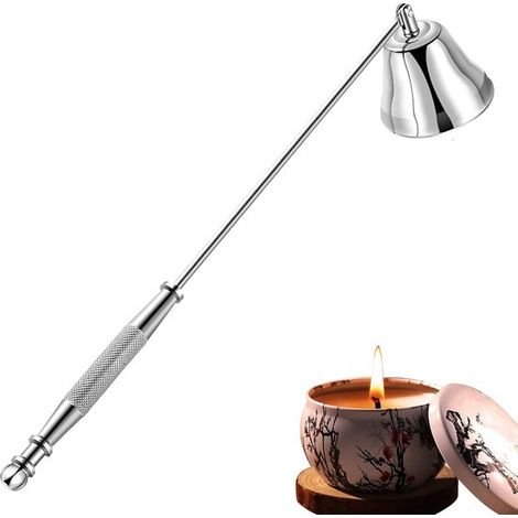 Kerzenlöscher - Silberner Edelstahl-Kerzenhalter mit langem Griff - Geeignet als Geschenk (Silber) (1/4)