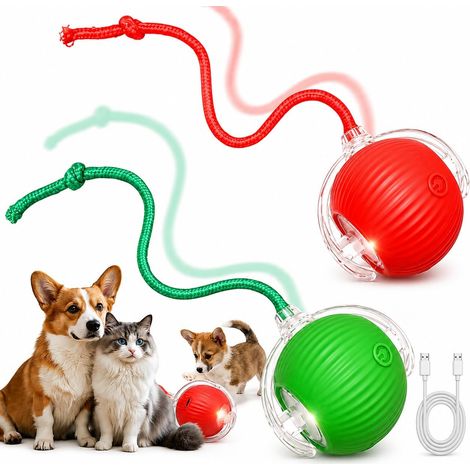 Jouet Balle Interactive Automatique pour Chat et Chien, Vert et Ro (1/5)