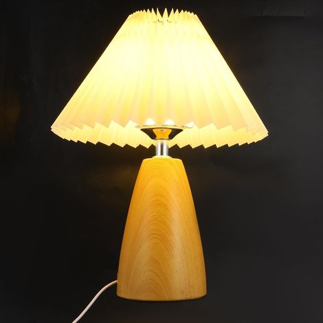 Lampe de Chevet en Bois Abat-jour Plissé, Table USB pour Chambre (1/5)