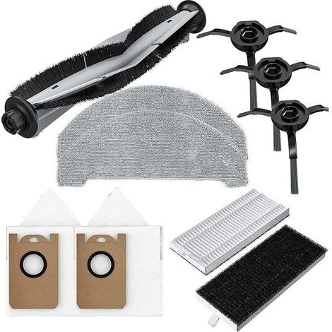 Kit accessoires de rechange pour aspirateur robot Laresar L6 Pro, 3 brosses latérales et 4 filtres HEPA et 1 brosse principale et 2 (1/4)