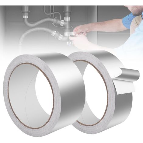Ruban Adhésif Aluminium, Bande Adhesive Haute Température, Ruban Scellant Métallique pour Conduits D'air - Résistant À l'eau, Aux Graisses (30mmx20m+50mmx20m) (1/5)
