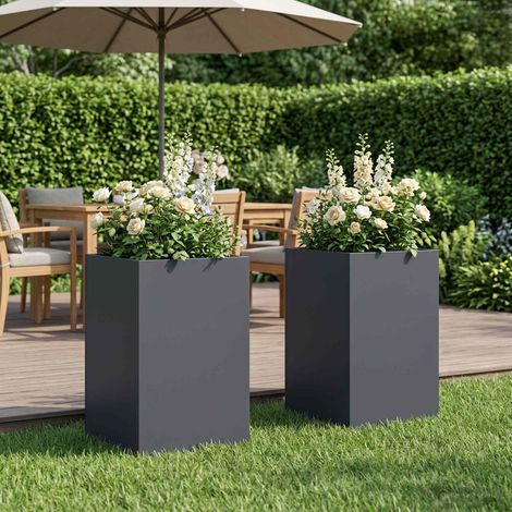 Cache-pot de jardin 2 pc Anthracite 40 x 40 x 50 cm (1/5)