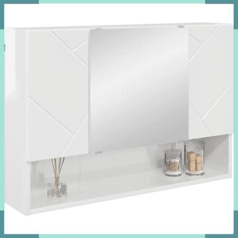 883358 Armoire Miroir Blanc brillant 80 x 17 x 55 cm Bois d'ingénierie (1/5)