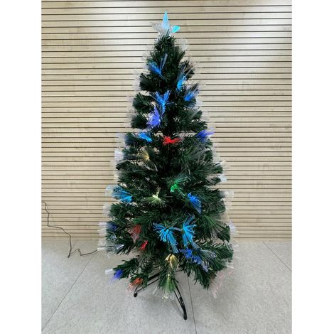 Albero di Natale con Fibre Ottiche Multicolore RGB con Giochi di Luce 90 cm 90 Rami F4953 Altezza 90 cm Con Fibre Ottiche RGB + Puntale a Stella (1/4)