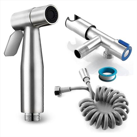 Tragbarer Bidet-Sprühkopf für die Toilette, manueller Toilettensprühkopf mit verstellbarem Strahl, Badezimmerzubehör, Intimhygiene-Set, 60 cm langer flexibler Schlauch, verchromt, für den Heimgebrauch (1/5)