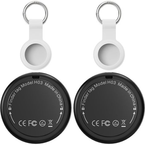 2 Smart Tags compatibles avec Apple (iOS uniquement), avec étui de protection IP68, étanches, localisateur de clés, traceur Bluetooth pour vélo, valise, sac, portefeuille, chiens, noir (1/5)