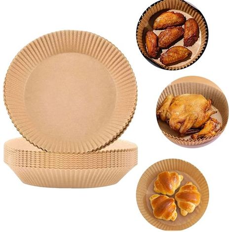 Lot de 100 feuilles de papier sulfurisé jetables pour friteuses à air, brunes, pour une cuisson et une pâtisserie plus faciles et un nettoyage simplifié.-AquaForge (1/5)