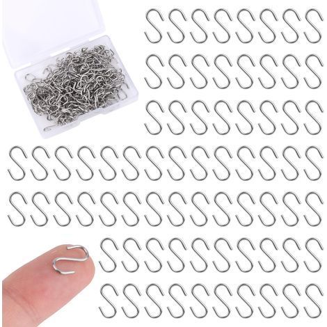 200pcs Mini Crochets S pour Suspendre, 1.3cm Acier Inoxydable Minuscules d'Ornement Métallique Petits Cintres en Forme de S Connecteurs Hooks (1/5)