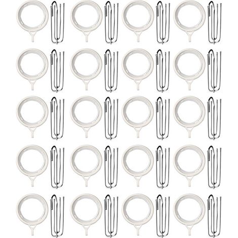 Gardinenhaken und -ringe – 20er-Pack – Plisseehaken – Vierbeinig – 7 cm lang – Metall – Edelstahl – Für große Fenster (1/5)