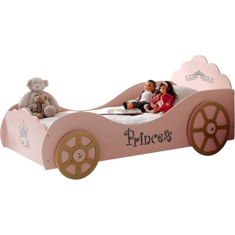 Pack - Lit Enfant & Matelas "Voiture" 90x200cm Rose (1/2)