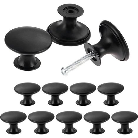 Boutons de placard vintage chic, Poignées de placard de cuisine de style antique, Boutons de porte de meubles ronds,Noir(12pcs) (1/5)