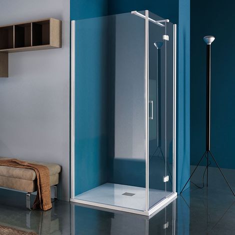 Samo - Paroi de douche fixe 86,5-89 cm profilé en alu chromé brillant verre transparent - Grand Polaris