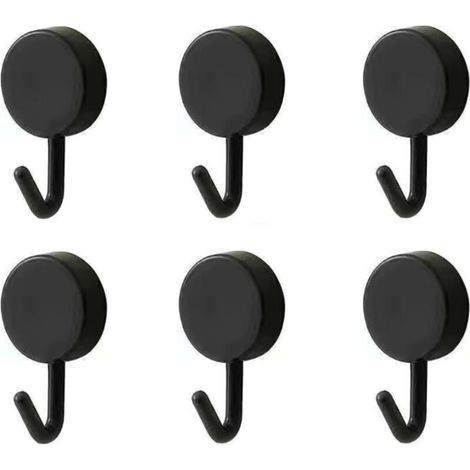 Ganchos adhesivos, bonitos ganchos de pared decorativos para colgar bolsos, sombreros, toallas y llaves, 6 piezas, negro (1/3)