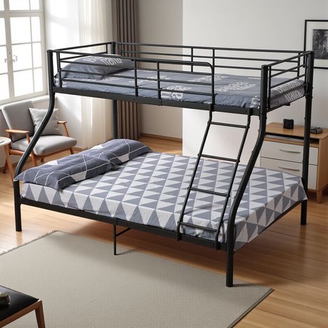 Eggree – Lit superposé en métal noir 90x200 cm – Cadre en acier robuste – Échelle sécurisée – Gain de place optimal pour 2 personnes (1/5)