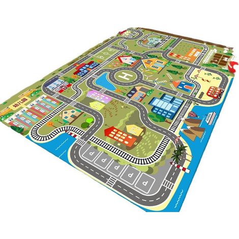 Tapis Enfant Chambre Voiture Route Tapis Jeu Coloré 80X120cm (1/4)