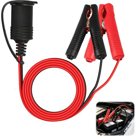 Adaptateur de Batterie de Voiture 12V 24V 100W Prise Allume Cigare à Clip de Batterie Type Crocodile avec Protection Contre Les Surcharges Pince Crocodile Electrique pour Voiture Camion (1/5)