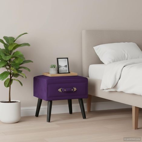 vidaXL Mesitas de noche 2 unidades 40x35x40cm terciopelo morado oscuro (1/5)