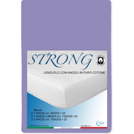 LENZUOLO con ANGOLI STRONG tinta unita LILLA made in Italy 1 piazza e mezza