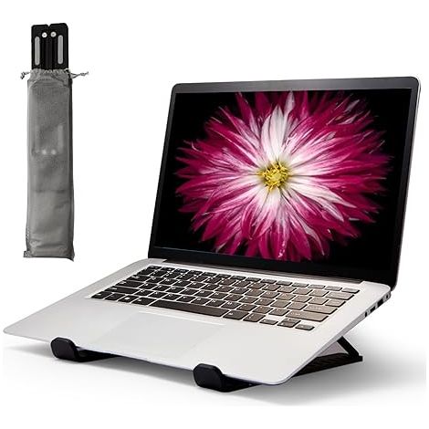 Support Pour Ordinateur Portable - Hauteur Réglable 10 Niveaux - Aération Optimisée - Compatible 9,7 À 16,2 Pouces - Noir - 1 Pièce (1/5)