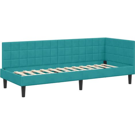 Lit simple,Lit adulte,Cadre de lit d'angle Turquoise 80 x 200 cm Velours CFW2216771 (1/5)