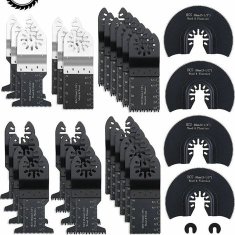 Outil Multifonction Saw Blades Accessoires Kit,32 Pcs Accessoires d'outils Oscillants Multifonctions Lame de scie universelle pour Fein Multimaster, Dremel, Bosch, Makita, Dewalt et plus encore (1/5)