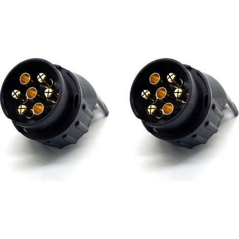 2 pack 7/13 Adaptateur Prise Remorque 7 vers 13 Broches Connecteur Fiche Attelage 7 Pole a 13 Pin pour Remorque de Voiture, Tracteur, Caravane, Porte-vélo