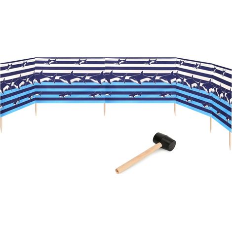 Garronda Paravent Plage Coupe-Vent Camping Brise-Vent avec Marteau en Caoutchouc GAEX001 (Rayures/Haie, 6 m)