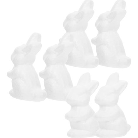 de 6 lapins blancs en polystyrène HOOWIFFY pour les