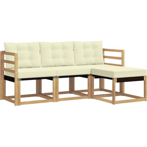 Outdoor Sofa Set with Cushion 4 pcs White and Cream vidaXL
