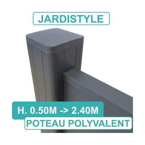 Cloture & Jardin – Poteau pour clôture aluminium 1,80m – Double paroi renforcée 1.6mm – Couleur gris anthracite RAL 7016 – Sans entretien et esthétique moderne