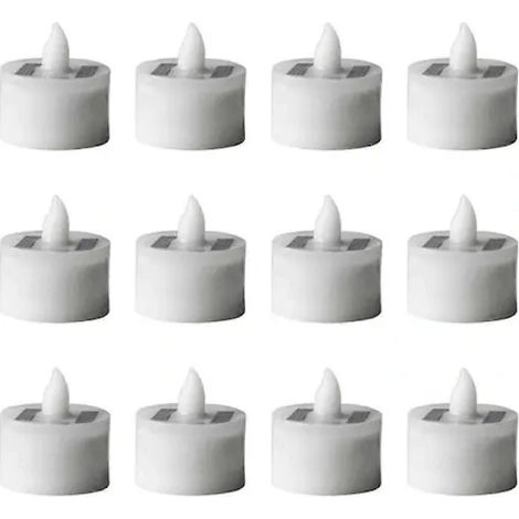 Lot de 12 lampes chauffantes LED solaires, rechargeables et étanches, à effet scintillant, idéales pour les fêtes, le jardin et la décoration intérieure (blanches). (1/3)