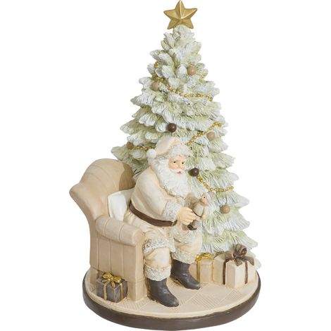 Déco Père Noël dans un fauteuil avec Sapin décoré et Paquets H 30 cm - Feeric Christmas (1/2)