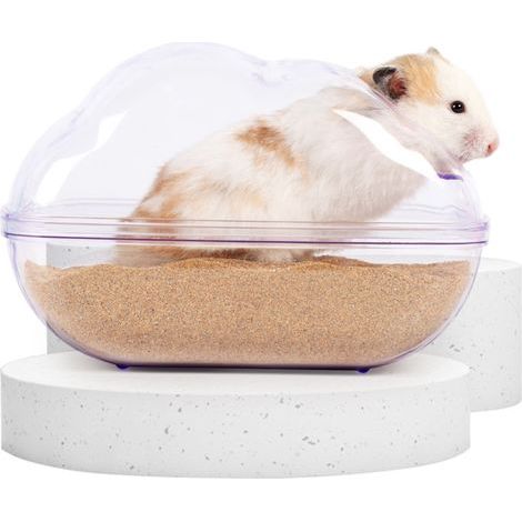 Bain de sable pour hamster, bain de sable transparent pour hamster avec pelle, cage (1/5)