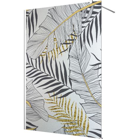 Stickers paroi de douche dépoli - Feuilles Tropicales - 140 x 200 cm