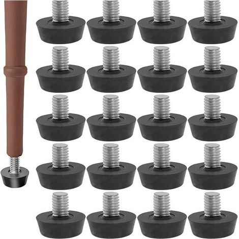 Lot de 20 pieds en caoutchouc M6 x 20 mm pour meubles de jardin avec pieds de nivellement réglables, patins antidérapants à visser pour pieds de meubles (1/5)