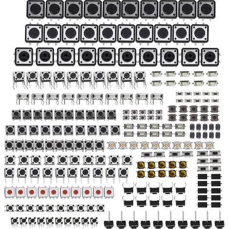 250 Pièces Interrupteurs à Bouton Poussoir Tactiles, 25 Valeurs 12V 50mA Kit D'assortiment de Micro Tact Momentané Interrupteurs à Clé D'alimentation Automobile pour Appareils Ménagers (1/5)